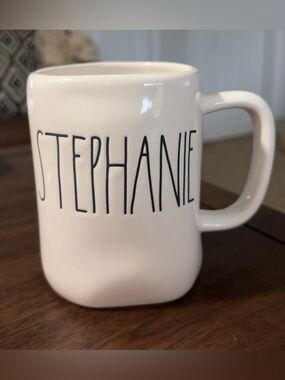 Rae Dunn Cream Ceramic Mug with Rounded Handle